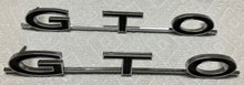 Load image into Gallery viewer, 64 65 66 67 NOS GTO Quarter Panel Emblem Fender Emblem Pair 1964 1965 1966 1967