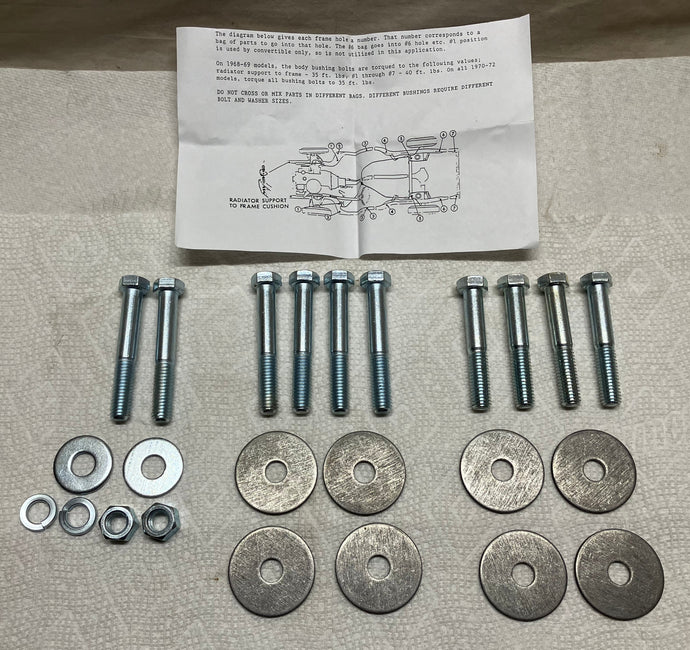 Body Mount Hardware Set 68-72 Chevelle Hardtop El Camino