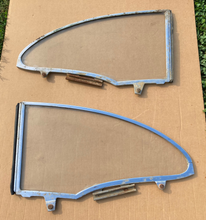 Load image into Gallery viewer, 55 56 57 BelAir Hardtop Quarter Window Glass with Frames Pair Original 1955 1956 1957