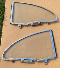 Load image into Gallery viewer, 55 56 57 BelAir Hardtop Quarter Window Glass with Frames Pair Original 1955 1956 1957