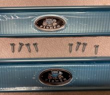 Load image into Gallery viewer, 64 65 66 67 Chevelle Door Sill Plates Pair with Riveted Body by Fisher Emblem SS 1964 1965 1966 1967