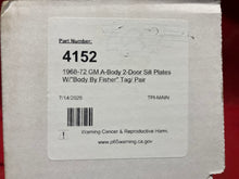 Load image into Gallery viewer, 68 69 70 71 72 Chevelle Door Seal Plates with Body By Fisher Rivoted Emblem SS 1968 1969 1970 1971 1972
