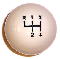 Shift Ball - White - 4-Speed without Console 1/2" - 64-67 Chevy II Nova Chevelle El Camino Fullsize Chevy Car