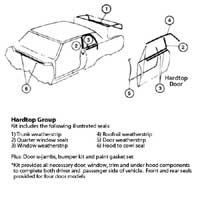 Weatherstrip & Rubber Bumper Kit. *Window Felt Kits Sold Separate* (#3 in Illustration) - 62-63 Chevy II Nova (2-Door Coupe)