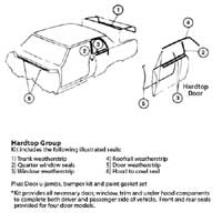 Weatherstrip & Rubber Bumper Kit. *Window Felt Kits Sold Separate* (#3 in Illustration) - 65 Chevy II Nova (2-Door Coupe)