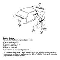 Weatherstrip & Rubber Bumper Kit. *Window Felt Kits Sold Separate* (#3 in Illustration) - 62-63 Chevy II Nova (2-Door Sedan)
