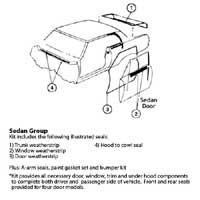 Weatherstrip & Rubber Bumper Kit. *Window Felt Kits Sold Separate* (#3 in Illustration) - 64 Chevelle (2-Door Sedan}