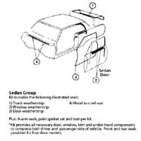 Weatherstrip & Rubber Bumper Kit. *Window Felt Kits Sold Separate* (#3 in Illustration) - 65 Chevelle (2-Door Sedan}