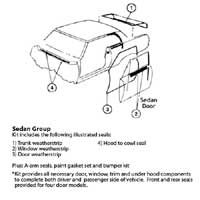 Weatherstrip & Rubber Bumper Kit. *Window Felt Kits Sold Separate* (#3 in Illustration) - 66 Chevelle (2-Door Sedan}