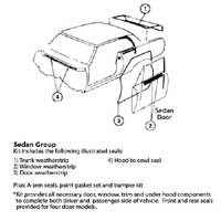 Weatherstrip & Rubber Bumper Kit. *Window Felt Kits Sold Separate* (#3 in Illustration) - 67 Chevelle (2-Door Sedan}