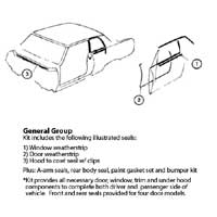Weatherstrip & Rubber Bumper Kit. *Window Felt Kits Sold Separate* (#3 in Illustration) - 64 El Camino