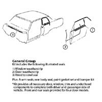 Weatherstrip & Rubber Bumper Kit. *Window Felt Kits Sold Separate* (#3 in Illustration) - 66 El Camino