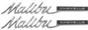 65 Chevelle Malibu Rear Quarter Emblem "Malibu Chevelle" Pair 1965